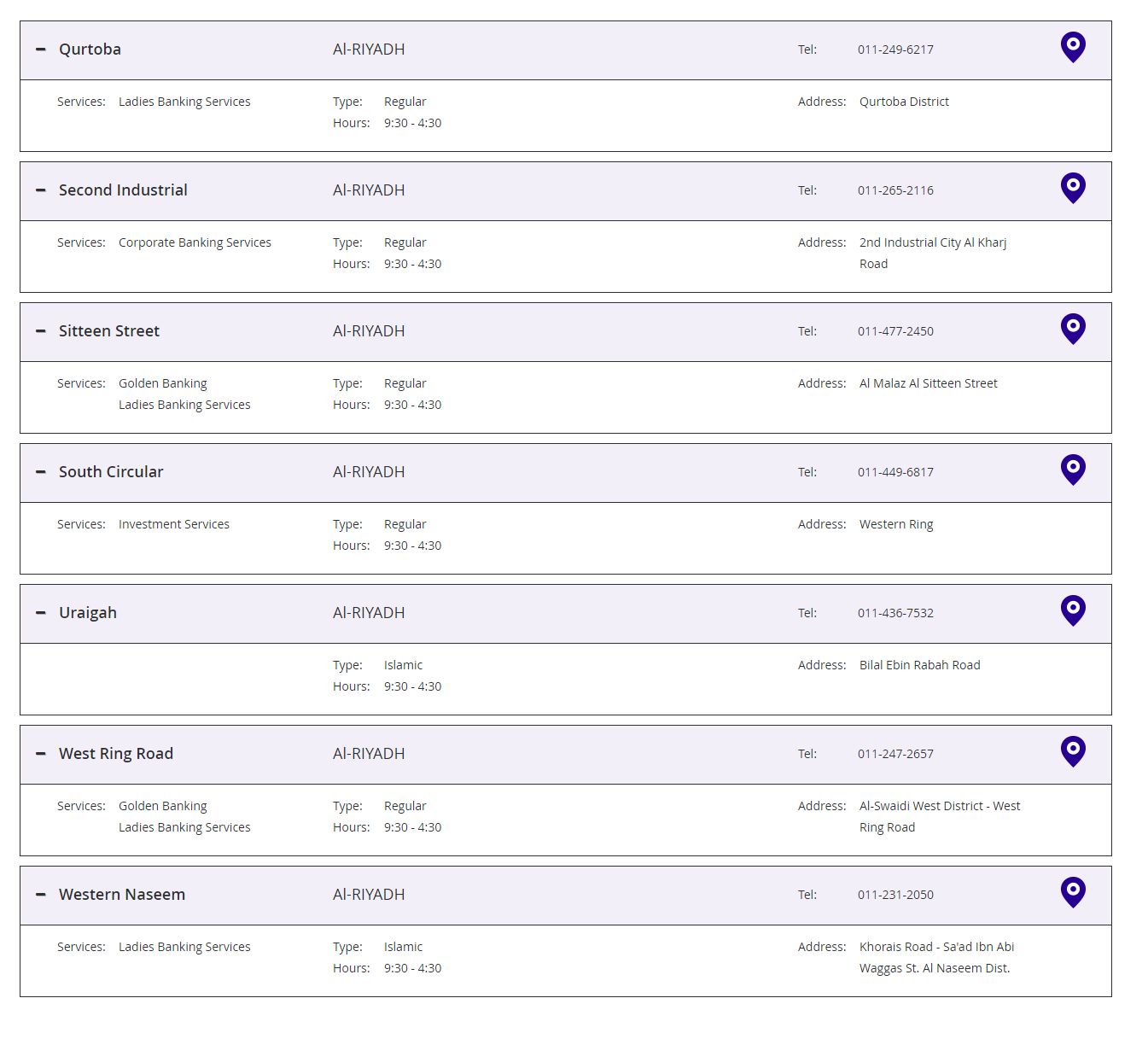 Riyad Bank Branches And Timings In Al Riyadh