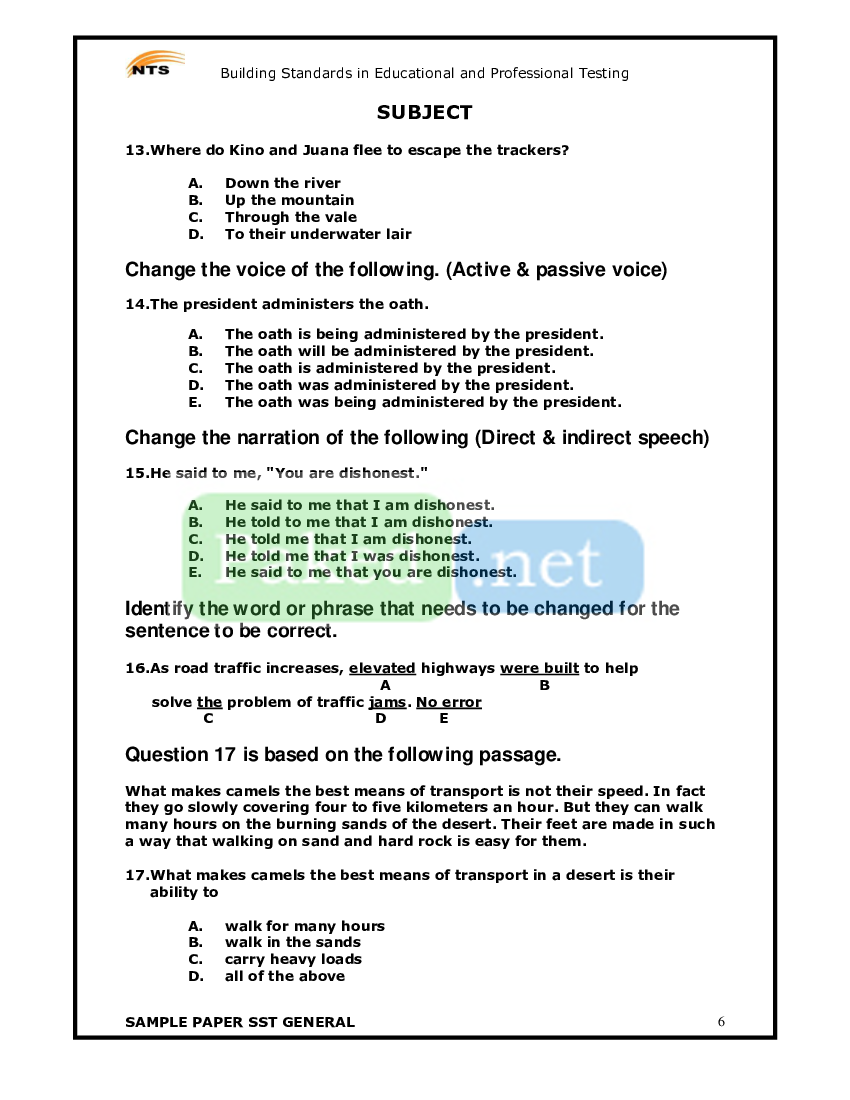 Nts Aptitude Test Sample Paper